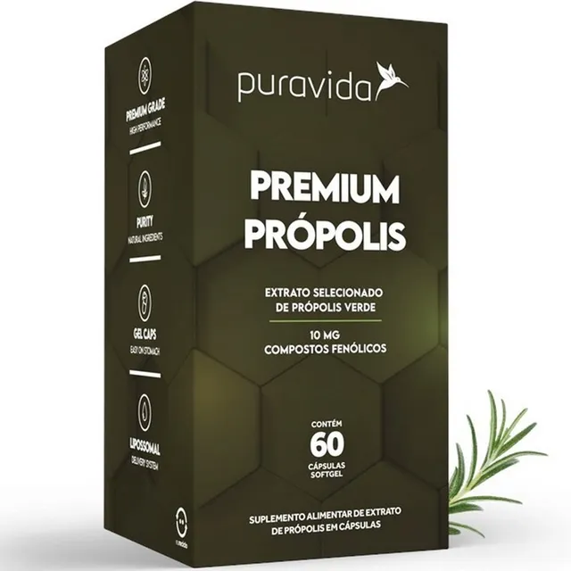 Própolis Verde Puravida Compostos Fenólicos 250 Mg 60 Caps