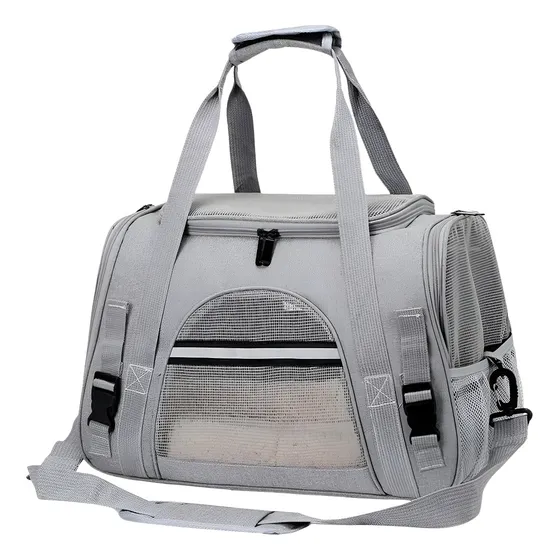 Bolsa De Transporte Pet Avião Para Cães E Gatos Luxo Confort Cor Cinza