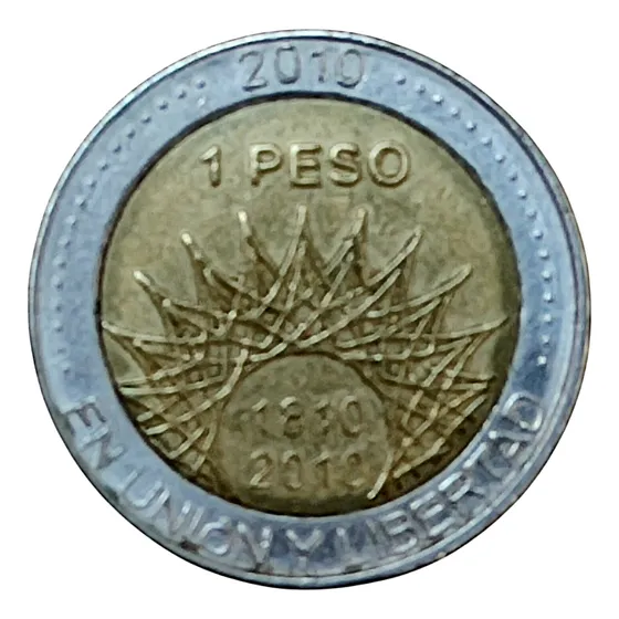 1 Peso Argentina Bicentenario Aconcagua 2010 Buen Estado