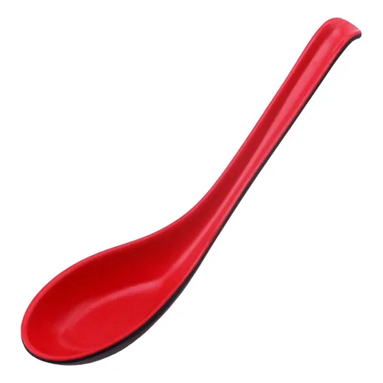 2 Cuchara Para Sopa Color Rojo Negro