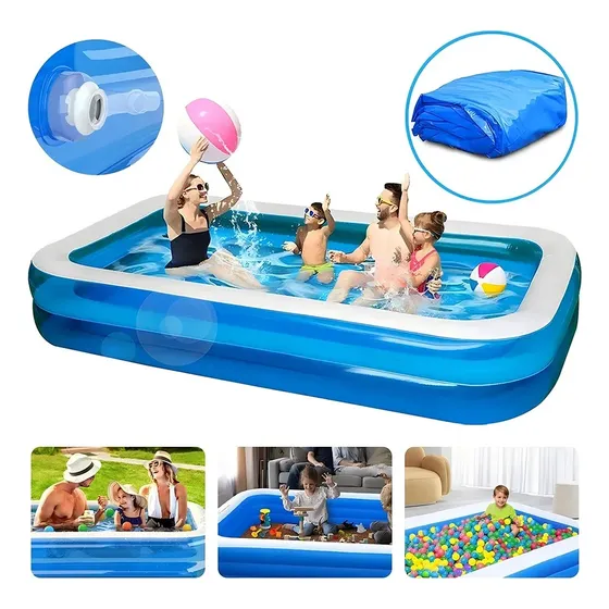 Colorworld CQYC10-7 205x150x51cm 550L Liso alberca inflable rectangular color Azul Alta calidad