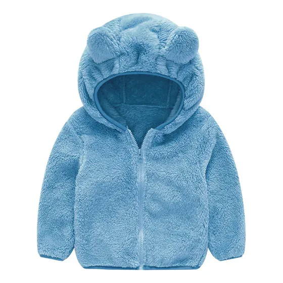 Jaqueta Infantil Menino Urso Inverno Azul Clar Plush Inverno