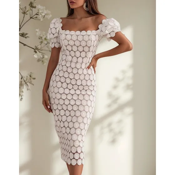 Midi Vestido De Fiestas Novia Elegante De Encaje For Damas