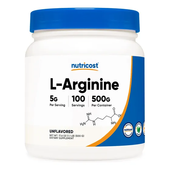Suplemento Nutricost L-arginina En Polvo, 500 G, 100 Porcion