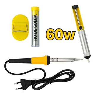 Soldador Ferro De Solda 60w + Sugador + Estanho + Suporte Soldador Ferro De Solda 60w + Sugador + Estanho + Suporte
