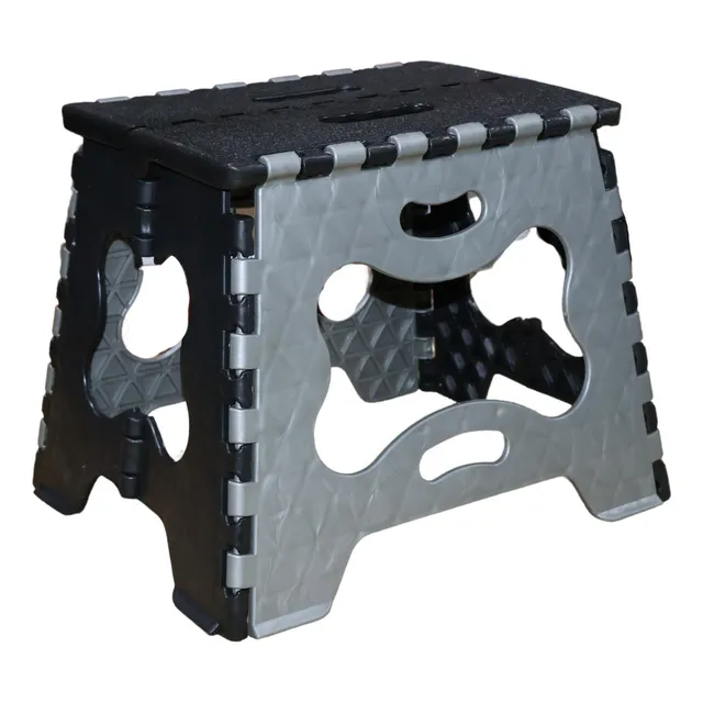 Banco Plegable Pequeño Portatil Plastico Banquito 1 Pza Acabado de la estructura Mate Color Gris