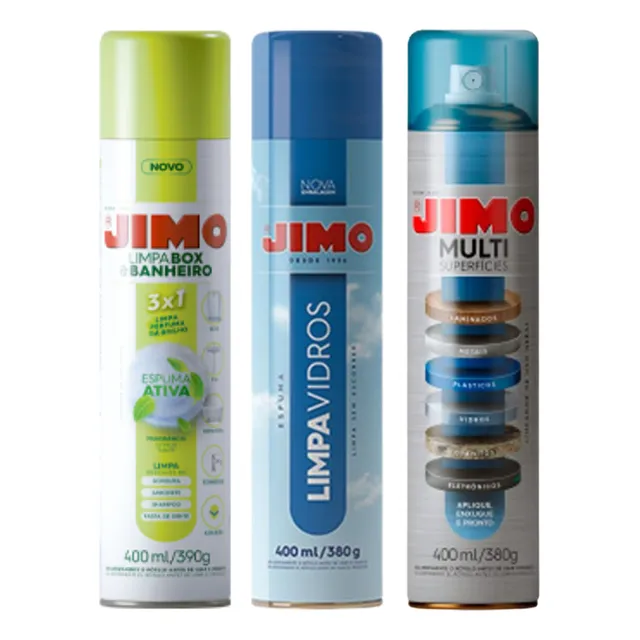 Kit Jimo Limpa Vidros + Limpa Box + Multisuperfícies 400ml