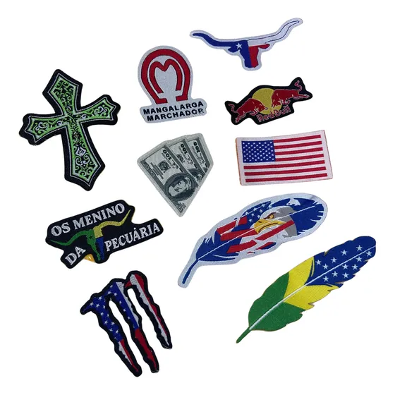 Kit C 10 Adesivos Country Para Chapéu Tecido Bordado