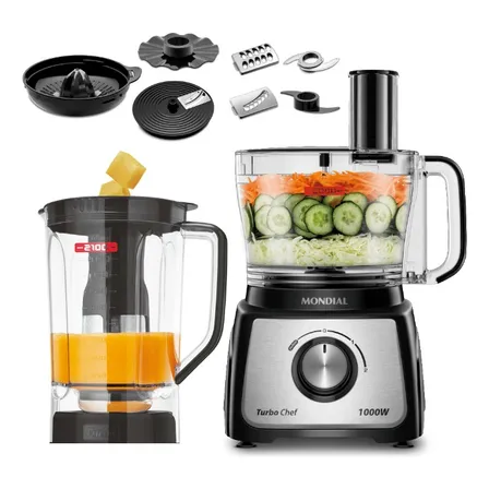 Multiprocessador Turbo Chef 9 Em 1 Mondial 1000w Mpn-01-bf Preto 127v