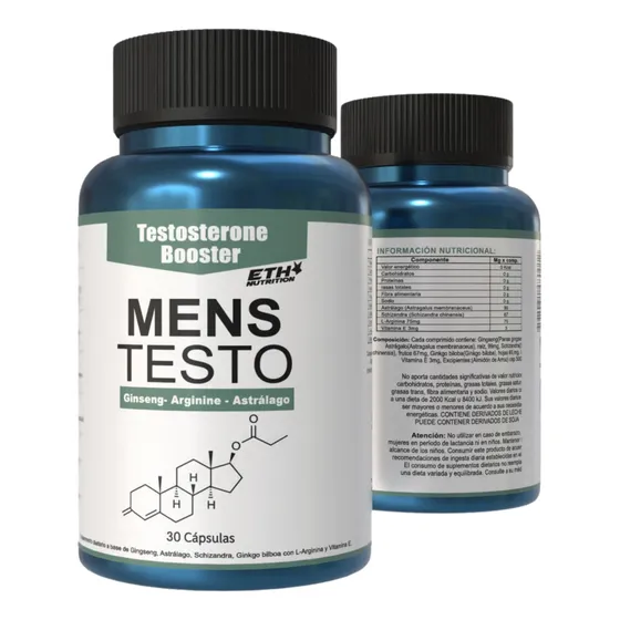 Mens Testo Eth Nutrition 30 Capsulas Con Ginseng, Astrágalo Y Arginina