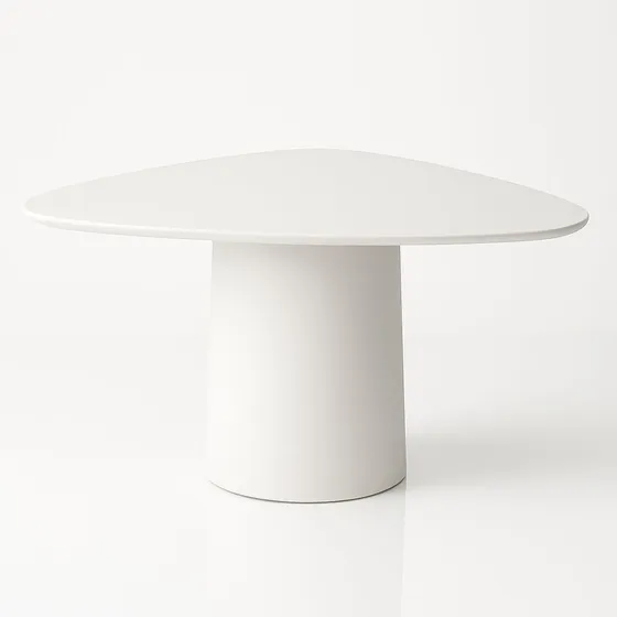 Mesa Jantar Cone Orgânica 184x180cm Laqueada Branca Fosca