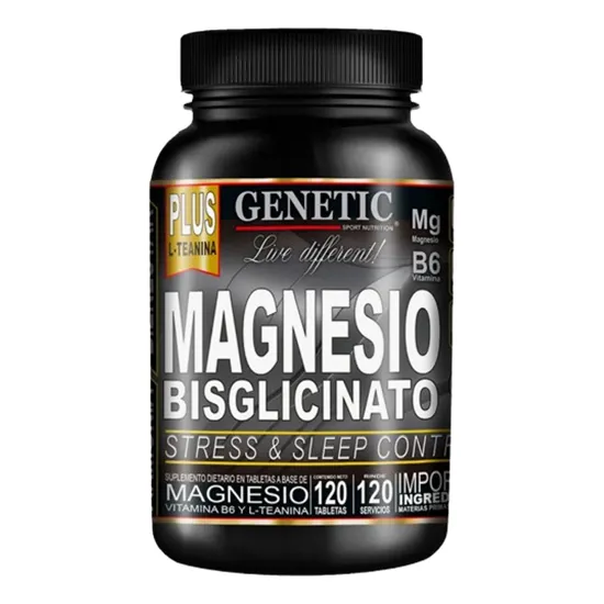 Magnesio Bisglicinato 120 Tabs - Genetic Sport Sabor Sin Sabor