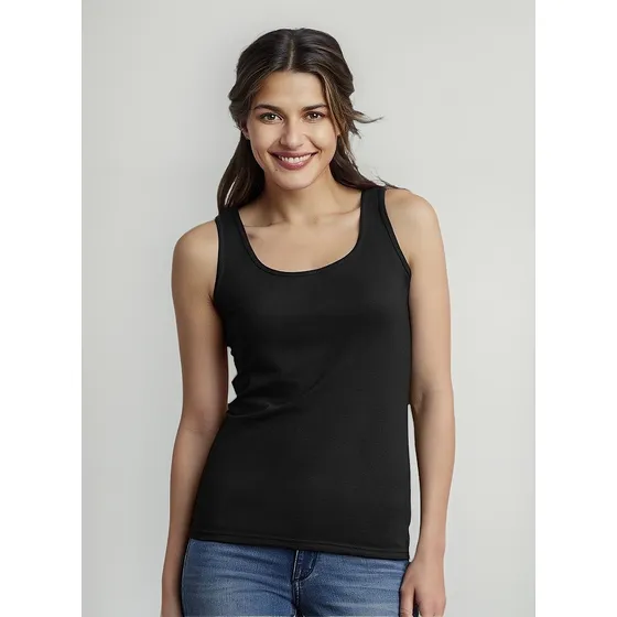 Camiseta Básica Esqueleto Gildan Algodón Peinado Mujer