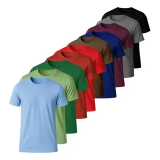 Kit 10 Camisetas Básicas Masculina Dry Fit Tradicional Varia