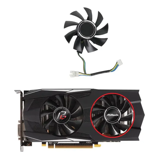 Cooler Para Asrock Rx 570 580 Phantom Gaming 75mm Fd8015u12d Lado B - Cable Empalme