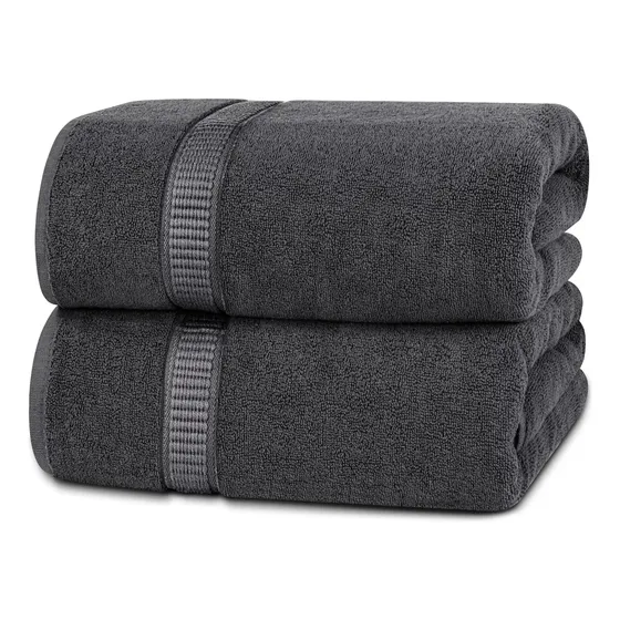 Set 2 Toallas De Baño Cuerpo Toallon 100% Algodon 500 Gr/m2 140x70 cm Grandes Absorbentes Suaves Secado Rapido Para Ducha Hogar Visitas Regalo Lavables Uso Diario Color Gris Oscuro Casa Nerola