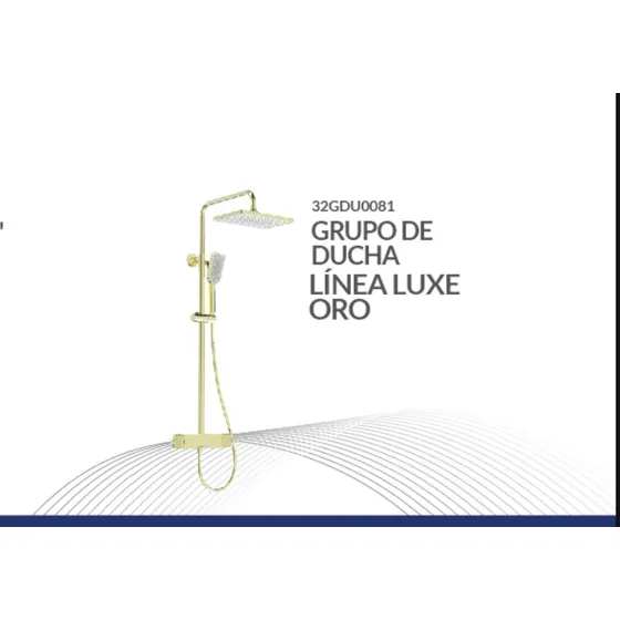 Grupo Ducha Oro Gold Regadera Luxe Fp32gdu0081