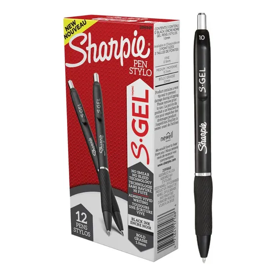 Lapiz Gel Sharpie Punta Media Negro X12