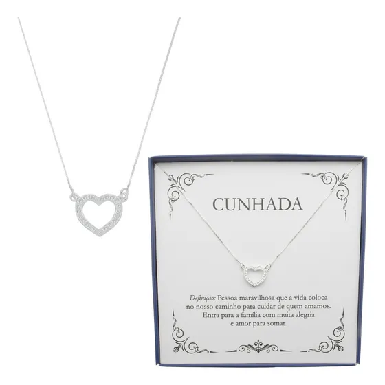 Presente Colar Feminino Prata 925 Cunhada Amiga Especial Cor Colar Brilhante
