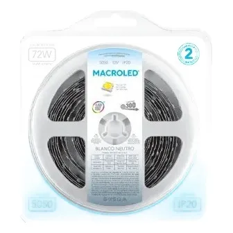 Tira 5050 Macroled Bco Neutro Ip20- 14,4w - 60 Led X 5 Mts