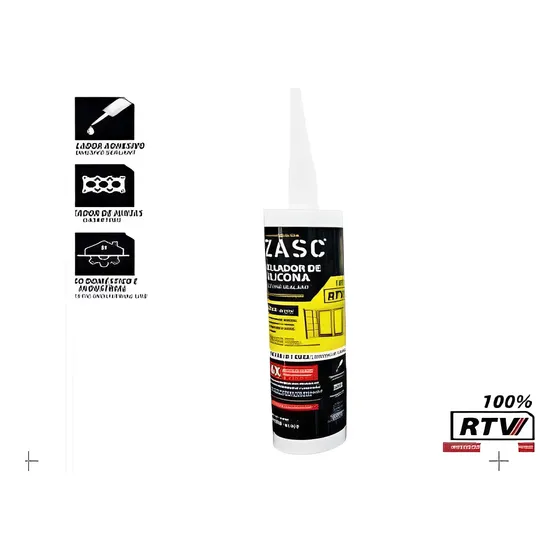 Sellador De Silicona Acético Zasc Negro 300ml -uso Doméstico
