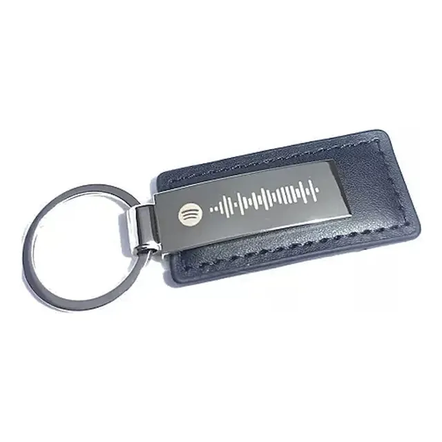 Llavero Acero Ecocuero Premium Grabado Laser Estuche Jb-k05 Color Plateado