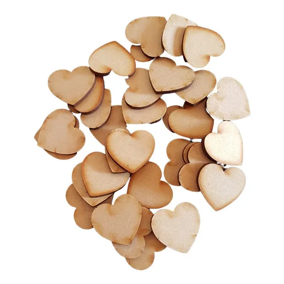 50 Corazones 3cm En Madera Mdf