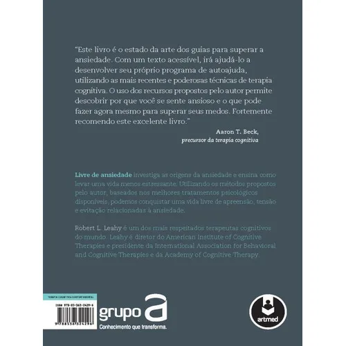 Livre De Ansiedade, De Leahy, Robert L.. Editora Artmed Editora, Capa Mole, Edição 1ª Edição - 2010 Em Português