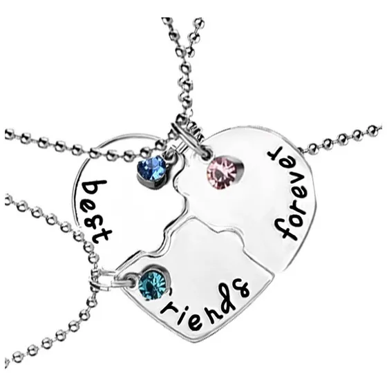Colar Best Friends Forever 3 Peças Melhores Amigas Coração