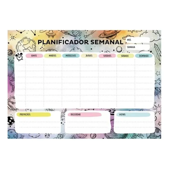 Planificador Semanal Ilustra A4 Diseño Planetas Comprasclic