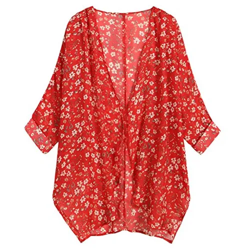 Olrain Mujer Estampado Floral Vajilla Chiffon Suelto Sk922