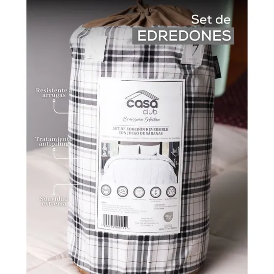 Edredón Queen Casa Club Premium De Lujo Con Juego De Sábanas