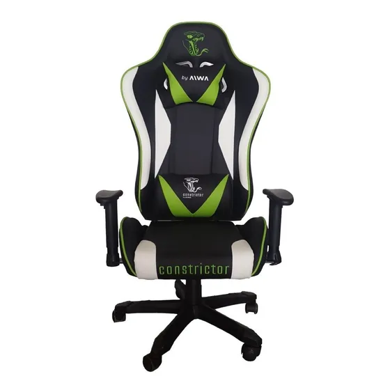 Silla De Escritorio Constrictor Placata Sic-1001 Gamer Ergonómica Negra, Blanco Y Verde Con Tapizado De Cuero Sintético