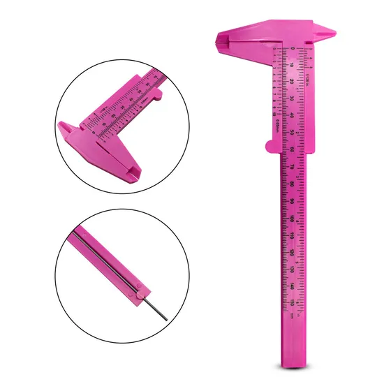 1 Paquímetro 15 Cm Para Design De Sobrancelha Henna Medidas Cor Rosa