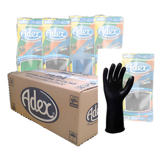 Guante De Látex Adex Negro Grabado 6 Pares #8 Guante De Látex Adex Negro Grabado 6 Pares #8