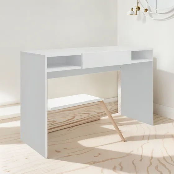 Escrivaninha Branca 100% Mdf Com Gaveta Àpila Rimo