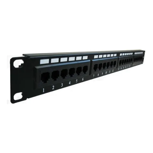 Patch Panel De 24 Puertos Cat6 Con Soporte Para Cables