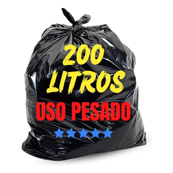 Saco De Lixo 200 Litros Uso Pesado Reforçado Grosso Cor Preto