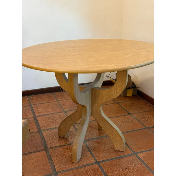 Mesa Redonda De Madera Maciza 100x100 Cm Altura 80cm