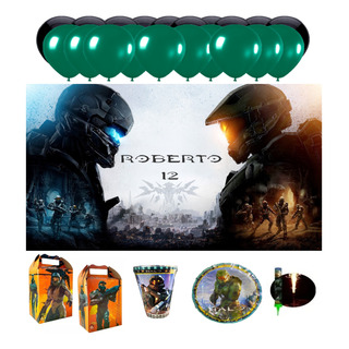 Halo Kit 20 Invitados Lona Personalizada Dulceros Fiesta Halo Kit 20 Invitados Lona Personalizada Dulceros Fiesta