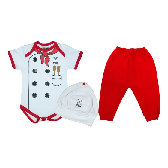 Roupa De Bebê Chef De Cozinha 0 A 12 Meses Com Acessórios