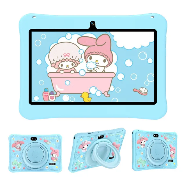 Tablet Para Niños Hancdon F06 7 Pulgadas 6g+128g Memoria Con Android 12 10 Core Android 12 wifi 3800mah 5mp+13mp con Tablet Funda Color Celeste