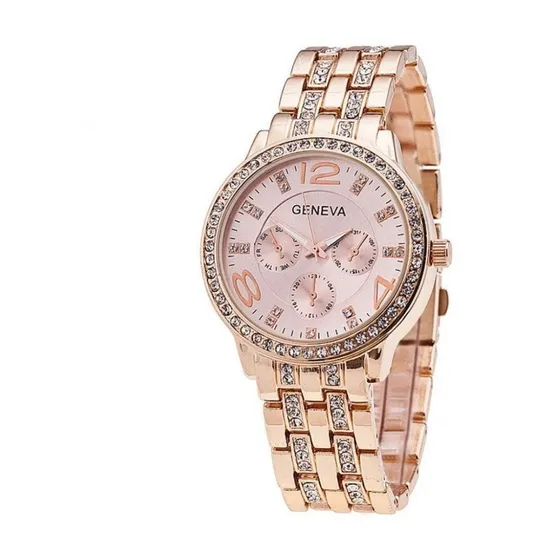 Relógio Feminino Geneva Pulseira Com Strass Luxo