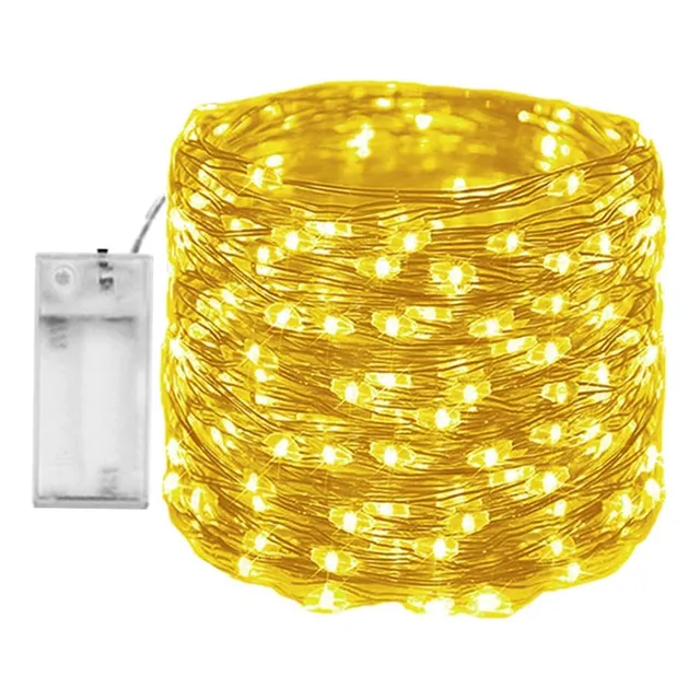 Guirnalda Lineal De 20 Led A Pilas, Cable Alambre Plata