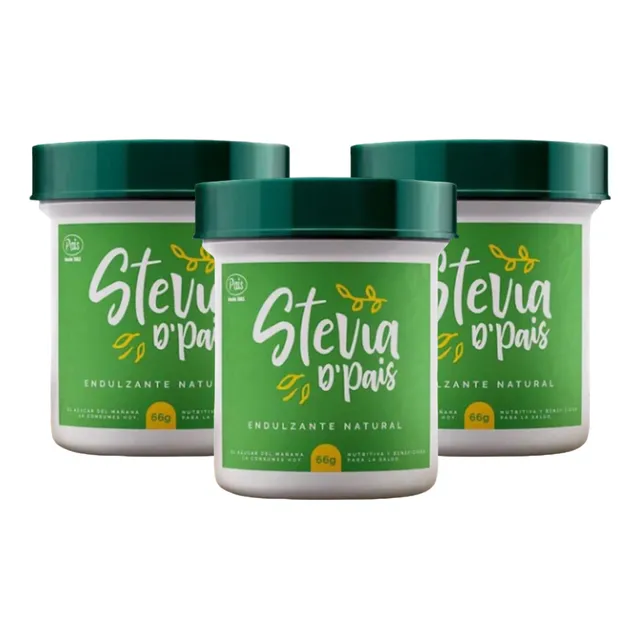 Stevia D'pais, Endulzante Natural, Pack De 3 Frascos X 66g
