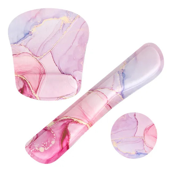 3pzs Alfombrilla De Ratón Ergonómica Antideslizante Mármol Color Rosa Diseño Impreso Patrón De Mármol