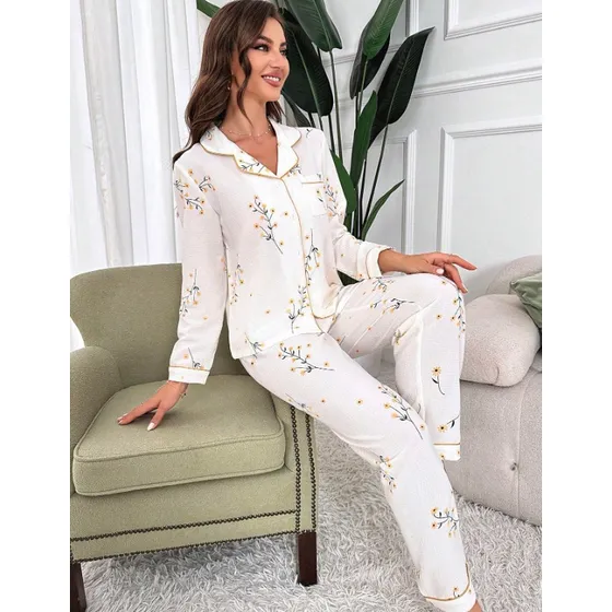Pijama Manga Larga, Pijama Floral  Mujer Dama