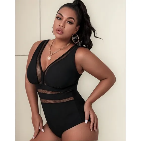 Malla Entera Lisa Bikini Mujer Talle Grande Plus Size Xl 5xl
