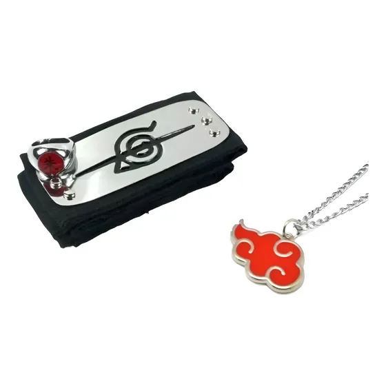 Kit Itachi Akatsuki Vincha-anillo Metal-collar Naruto 