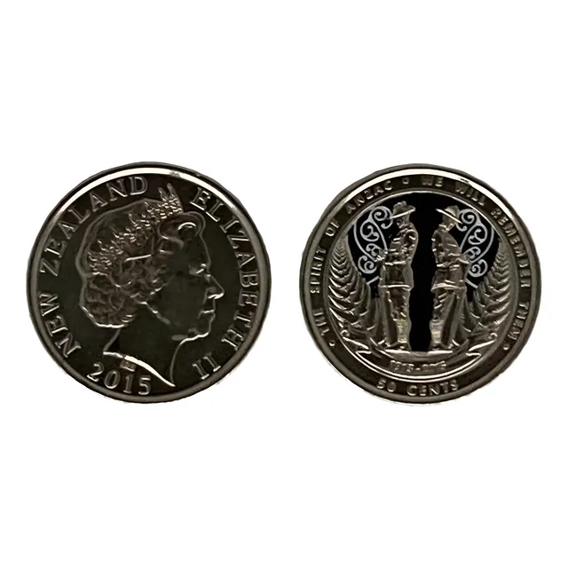 Monedas Mundiales 1 De Nueva Zelanda 50 Cents  2015